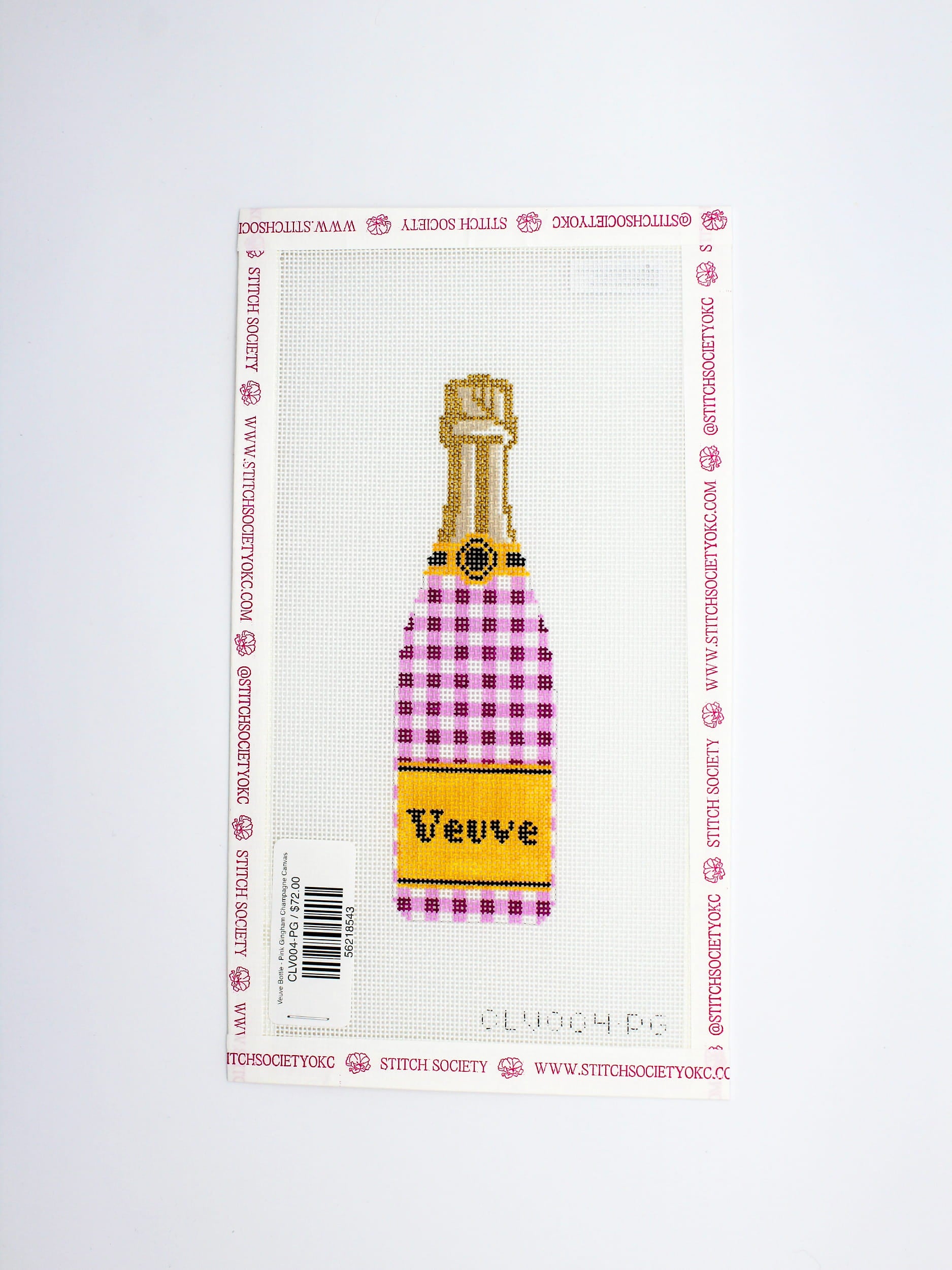 Veuve Bottle - Pink Gingham Champagne Canvas