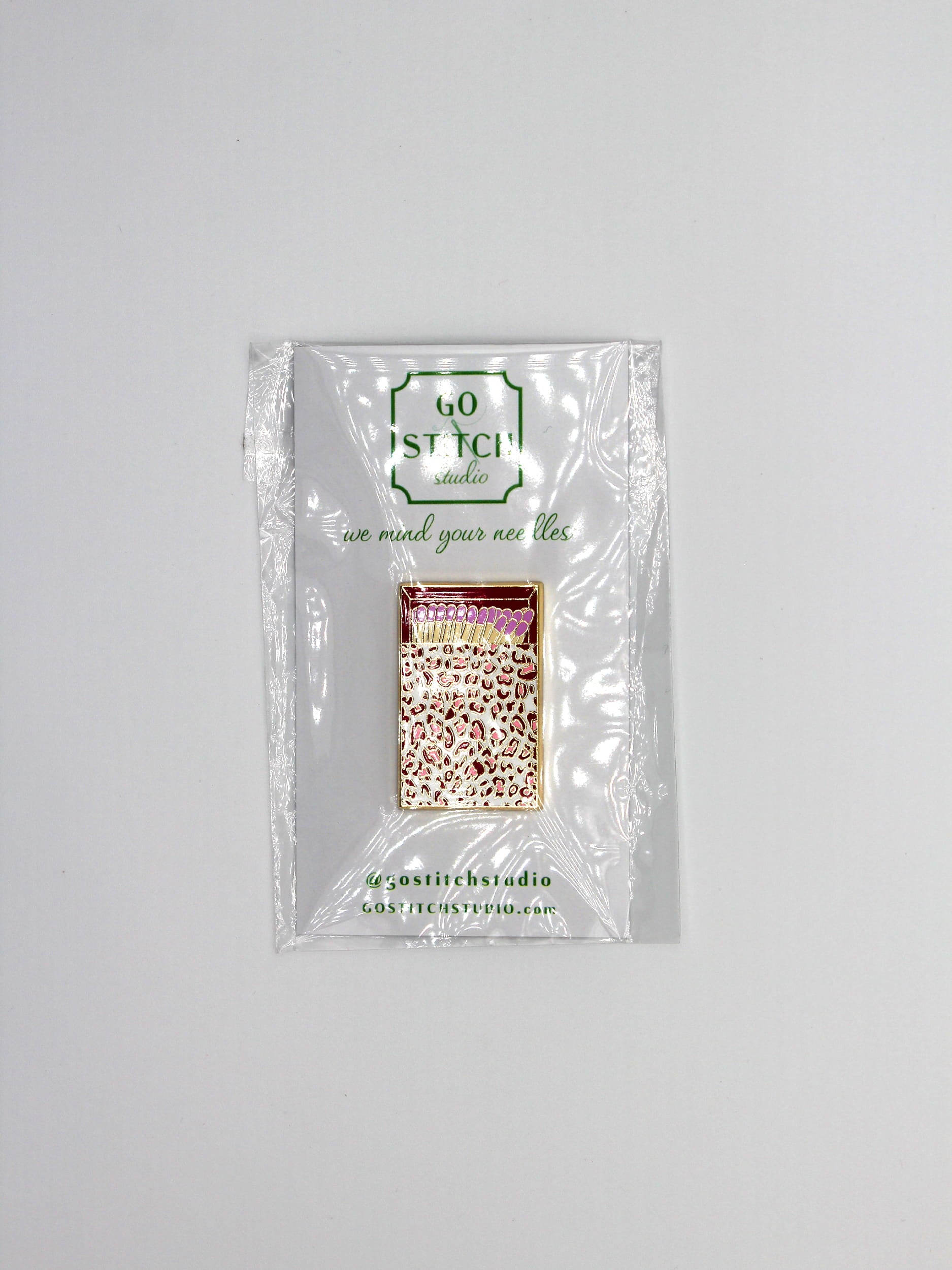Pink Leopard Print Matchbox Needle Minder