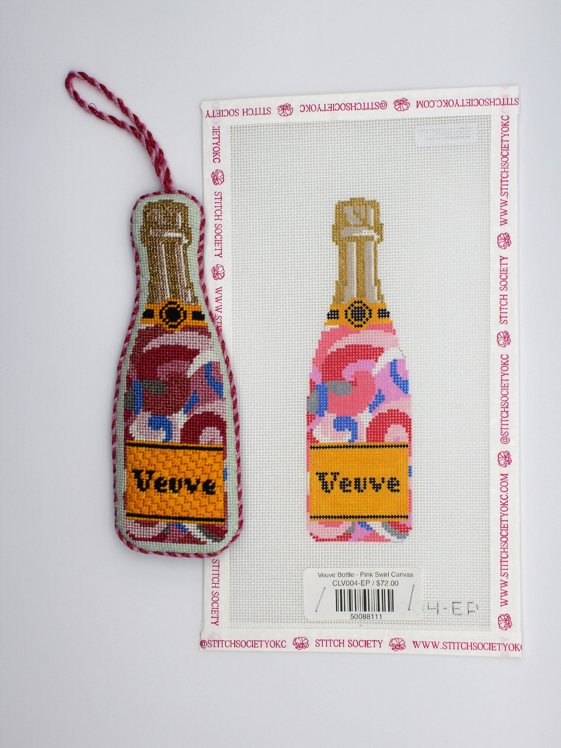 Veuve Bottle - Pink Swirl Canvas
