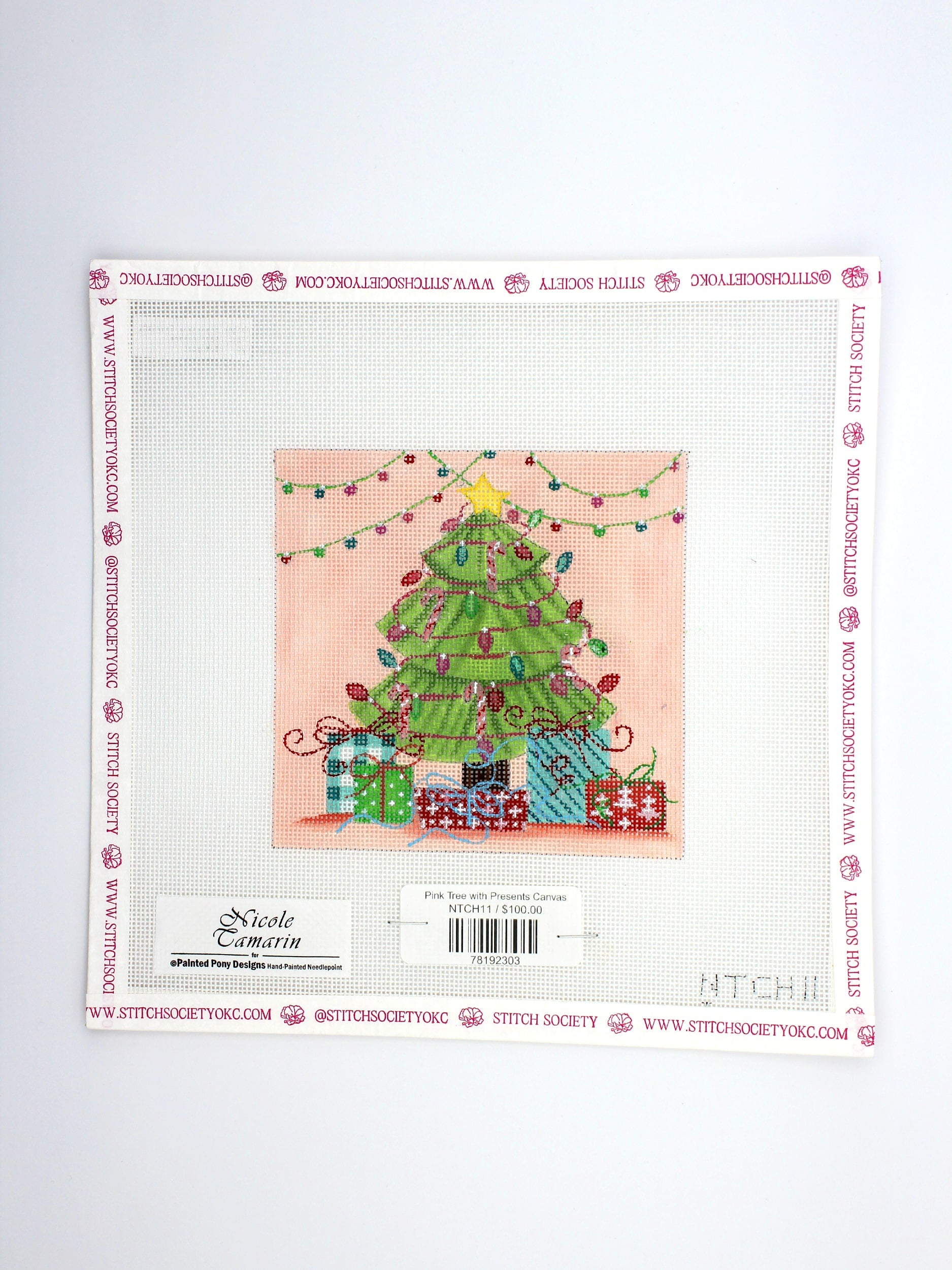 Pink Tree with Presents Canvas