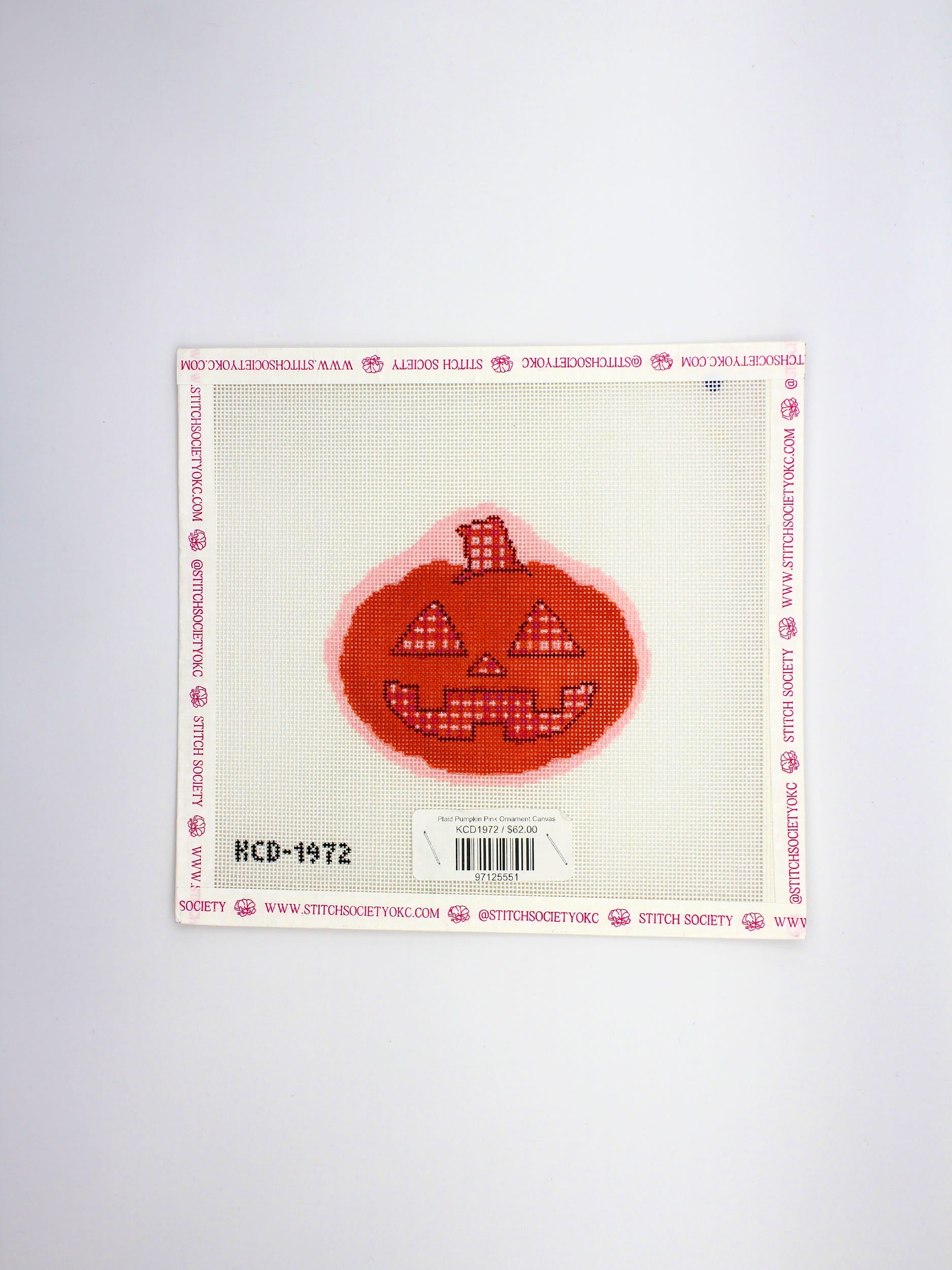 Plaid Pumpkin Pink Ornament Canvas