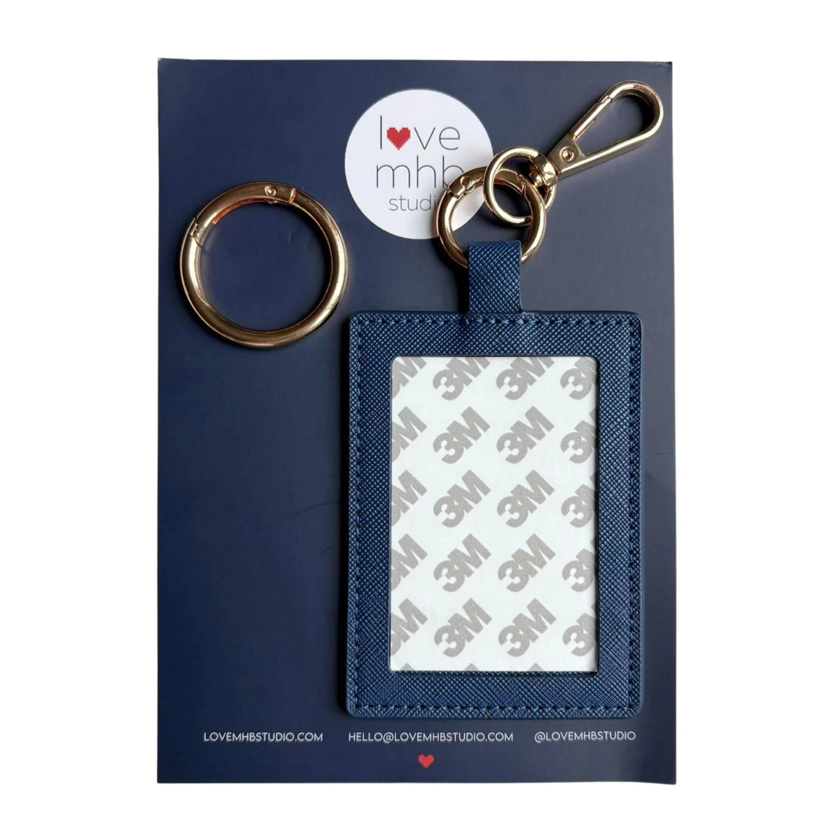 Self-Finishing Leather Charm (Rectangle) - Navy