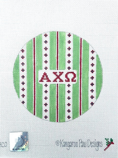 Large Retro Stripe Round - Alpha Chi Omega Canvas