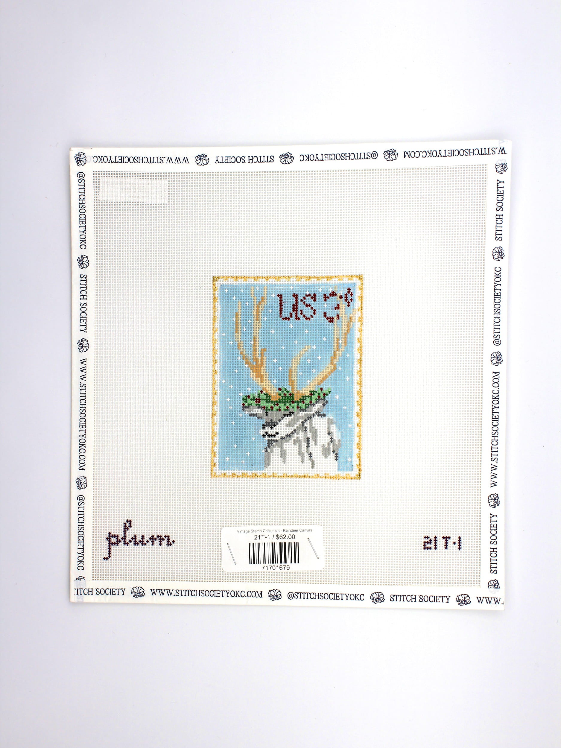 Vintage Stamp Collection - Reindeer Canvas