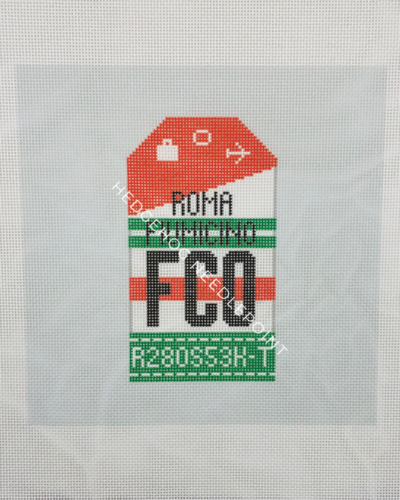 Rome Retro Travel Tag Needlepoint Canvas