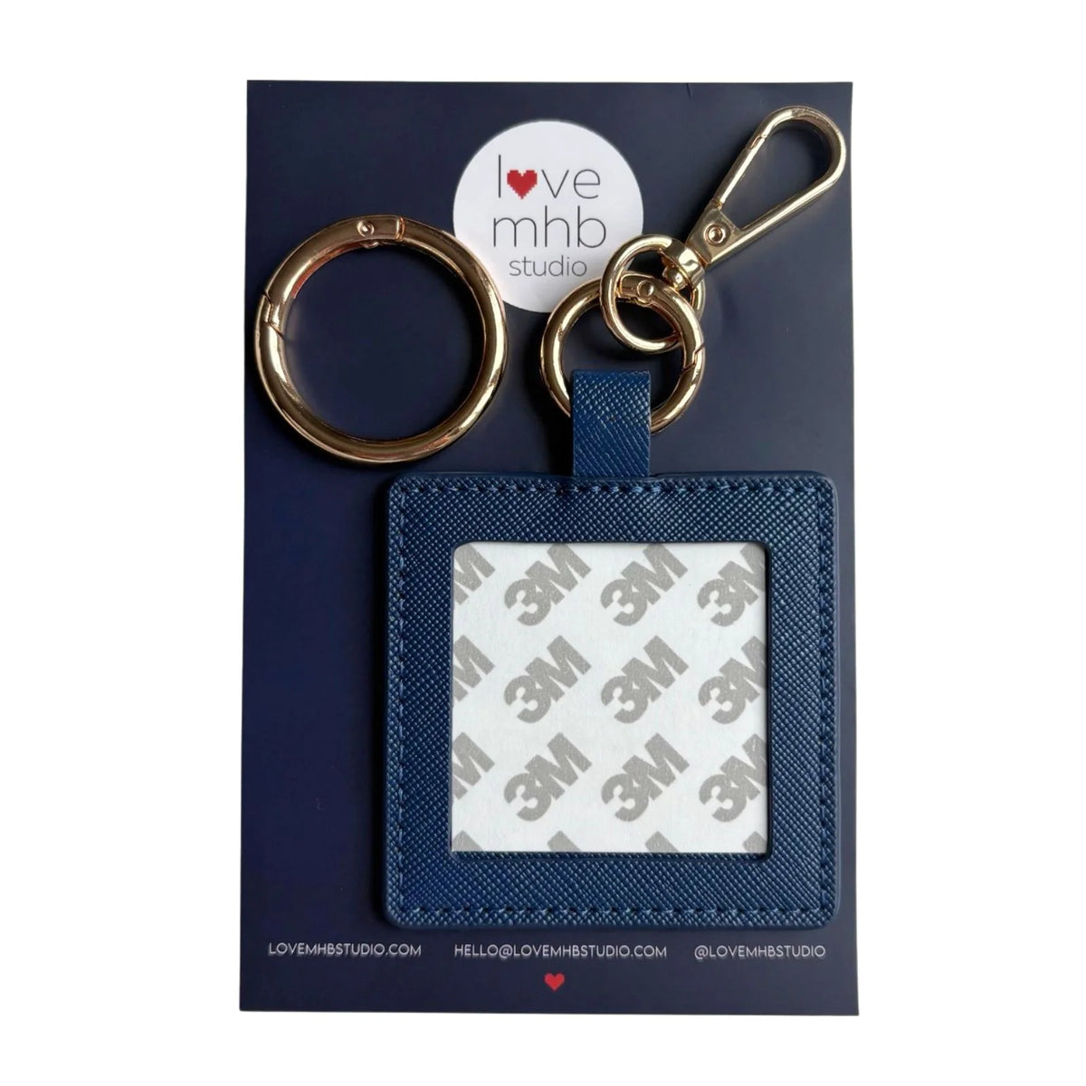 Self-Finishing Leather Charm (Square) - Navy
