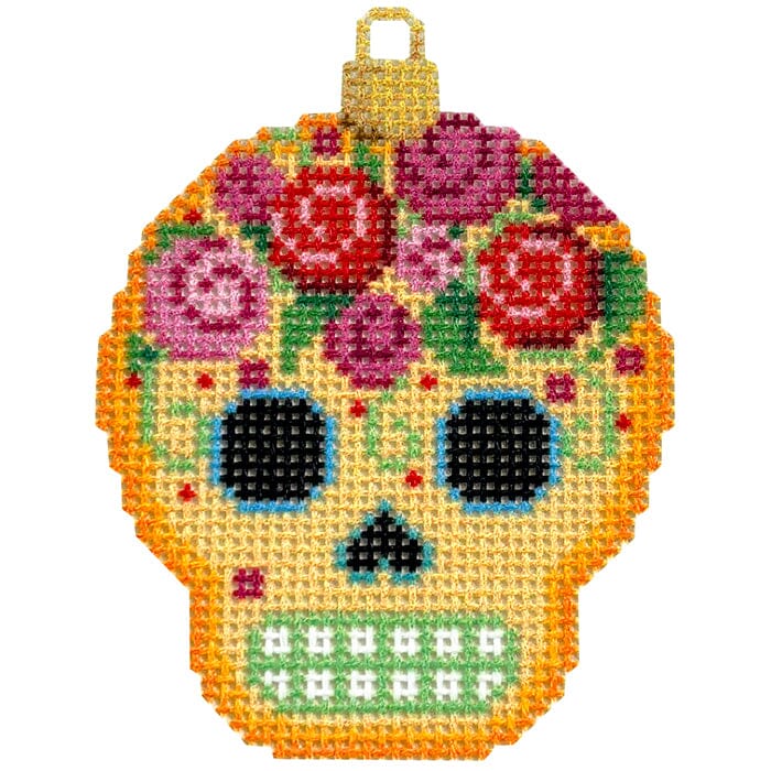 Sugar Skull Ornament - Gold Canvas