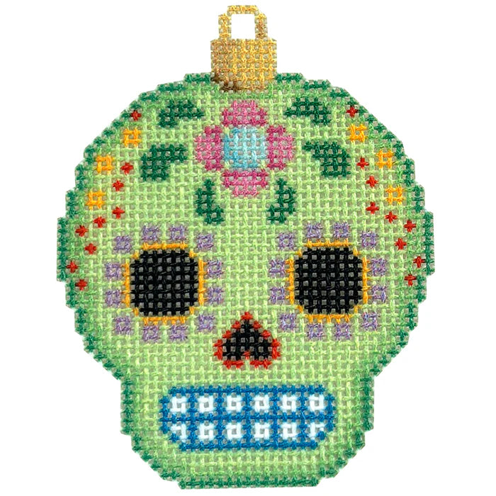 Sugar Skull Ornament - Green Canvas