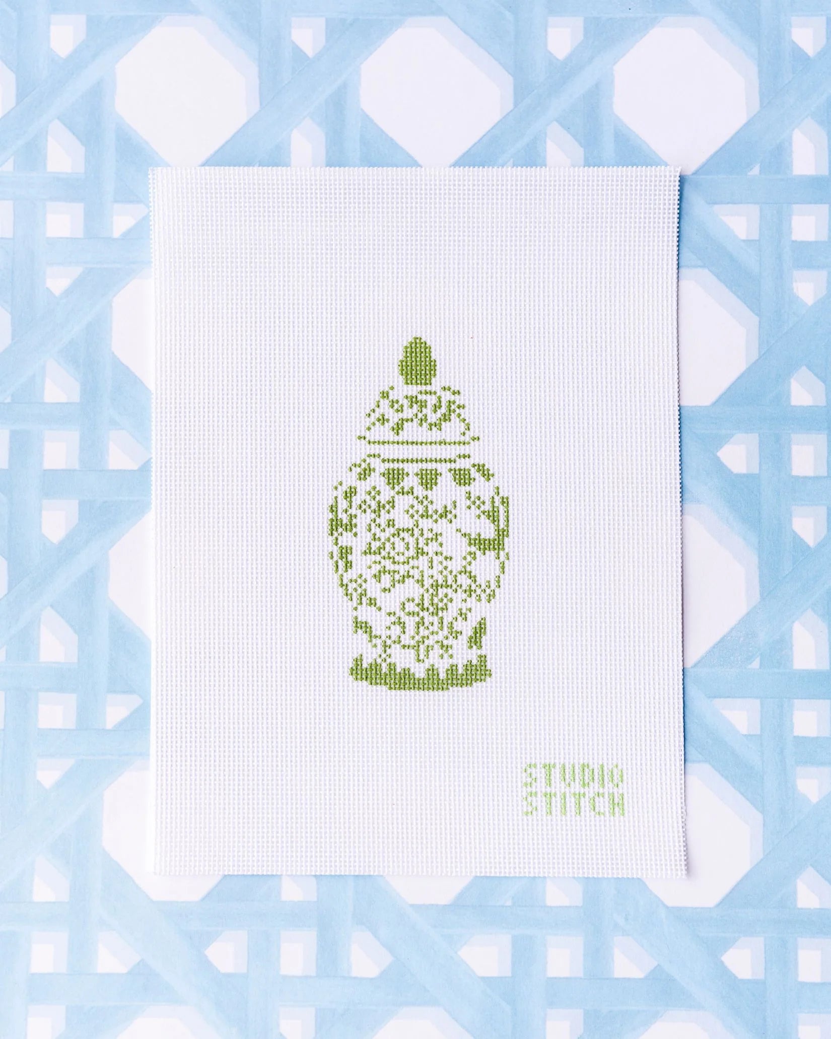 Green & White Ginger Jar Canvas