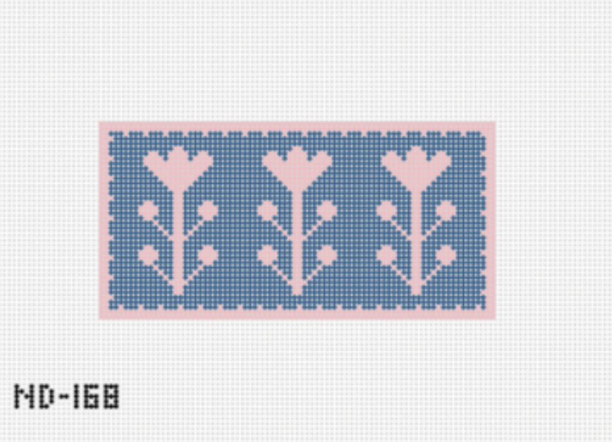 Navy & Pink Block Print Flower B - Clutch Insert