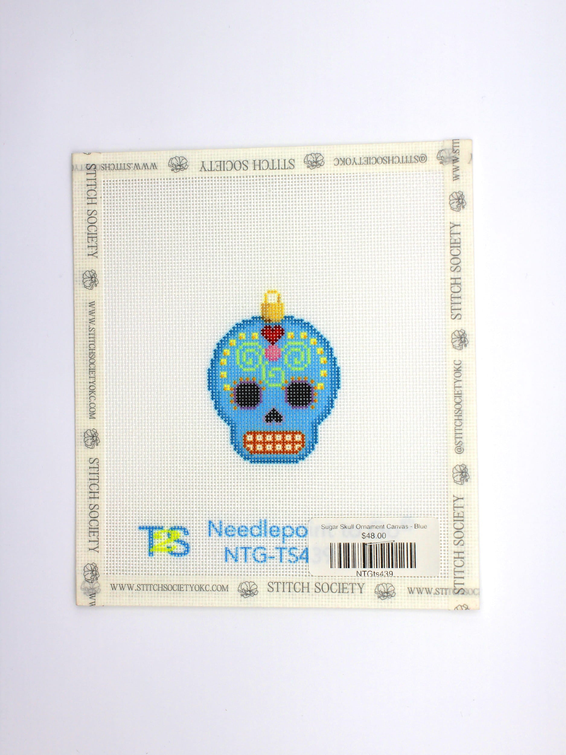 Sugar Skull Ornament Canvas - Blue