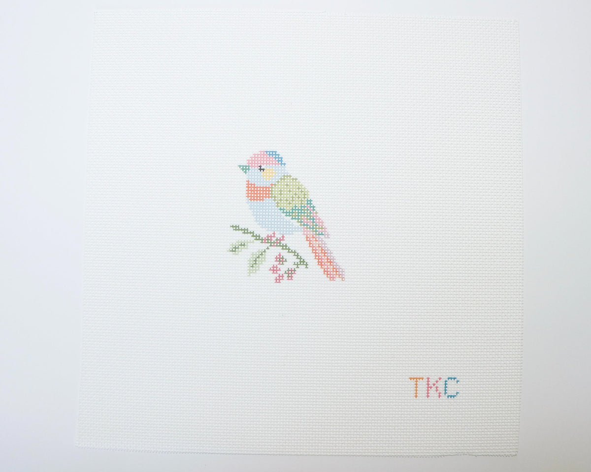 Rosy Songbird Needlepoint Canvas