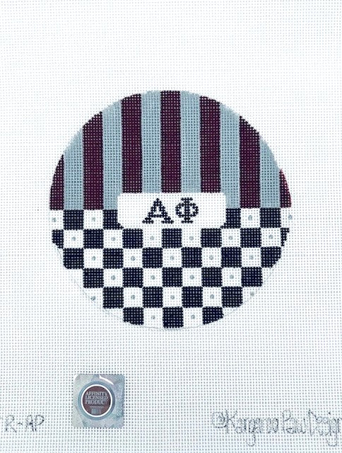 Large Round with Checks & Stripes - Alpha Phi Canvas