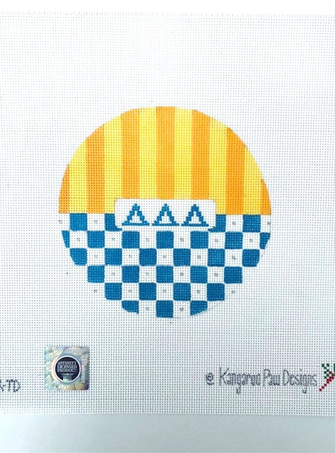 Large Round with Checks & Stripes - Tri Delta Canvas