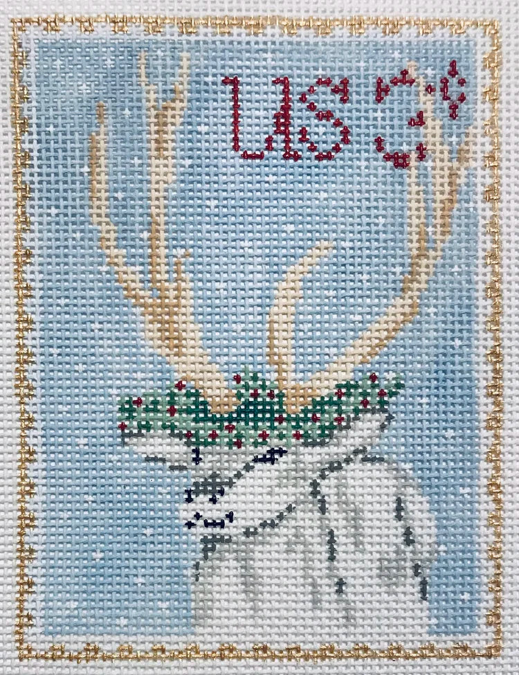 Vintage Stamp Collection - Reindeer Canvas
