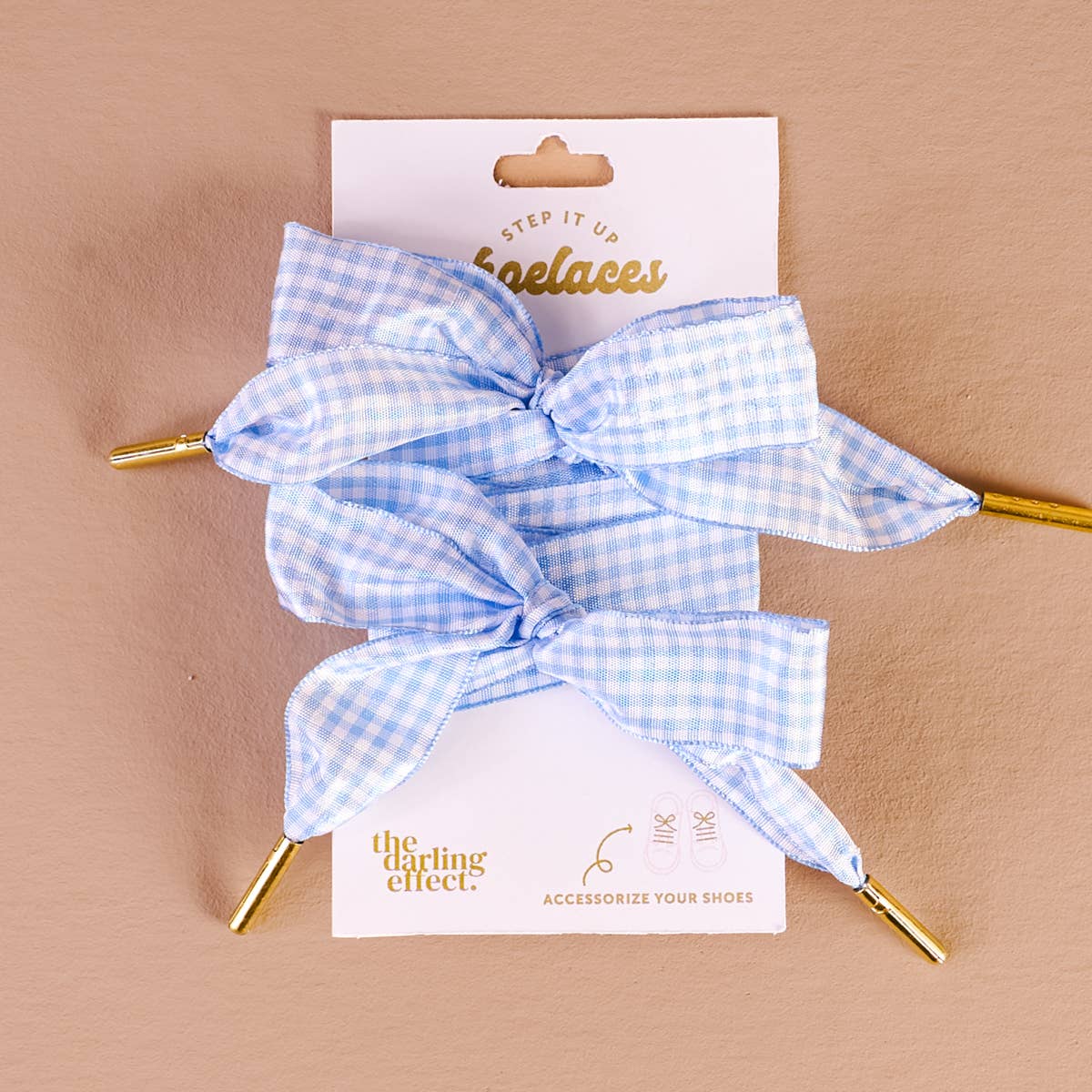 Step It Up Shoelaces–Gingham Light Blue