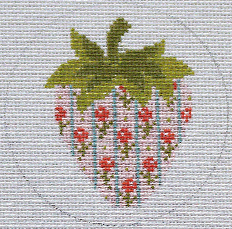 Strawberries: Pink with Flowered stripes Canvas