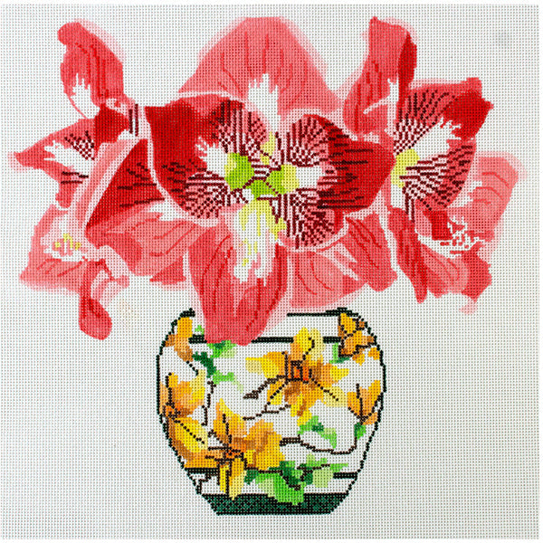 Amaryllis in Japanese Vase Canvas