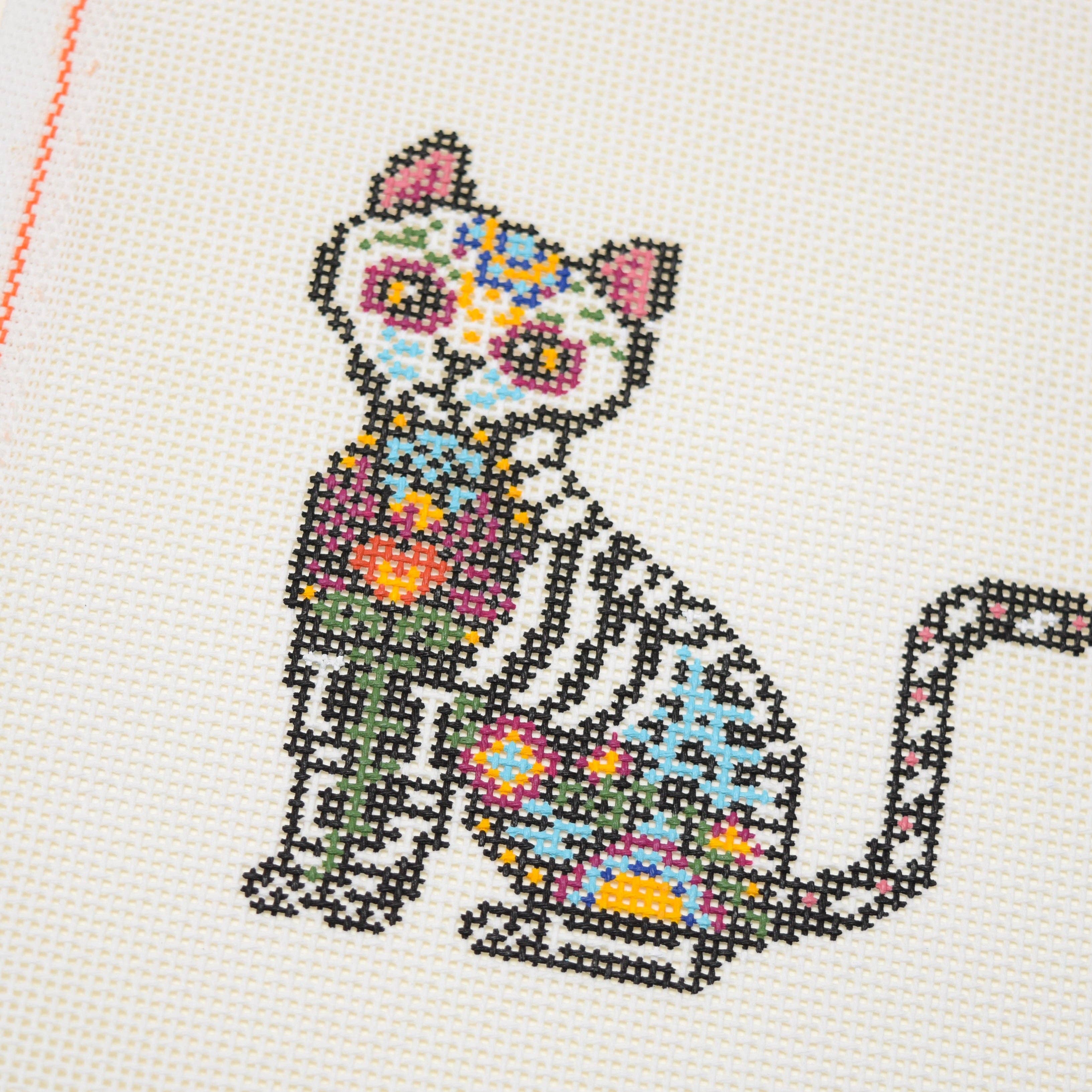 'Día de los Muertos' Cat Hand Painted Needlepoint Canvas