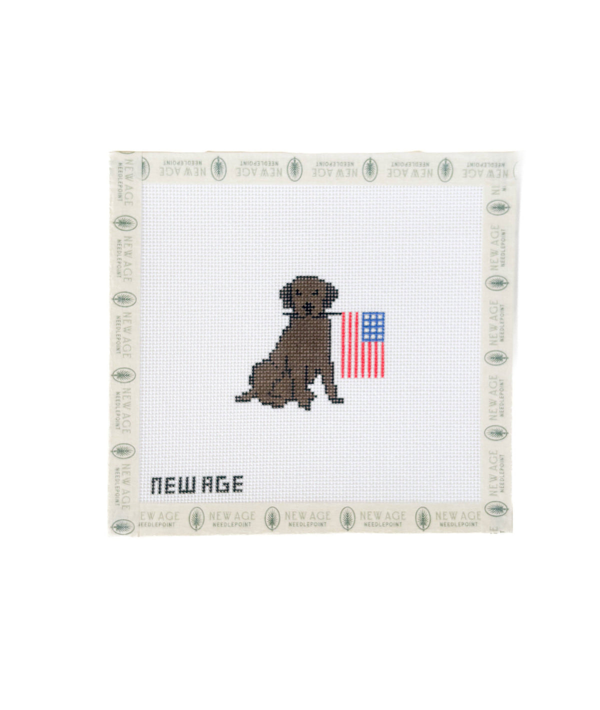 Chocolate Lab with American Flag Canvas