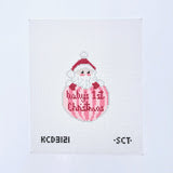 Baby's First Christmas Santa Ornament - Pink Printed Canvas