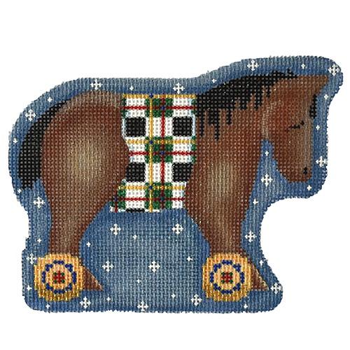 Bay Horse on Wheels Ornament Canvas