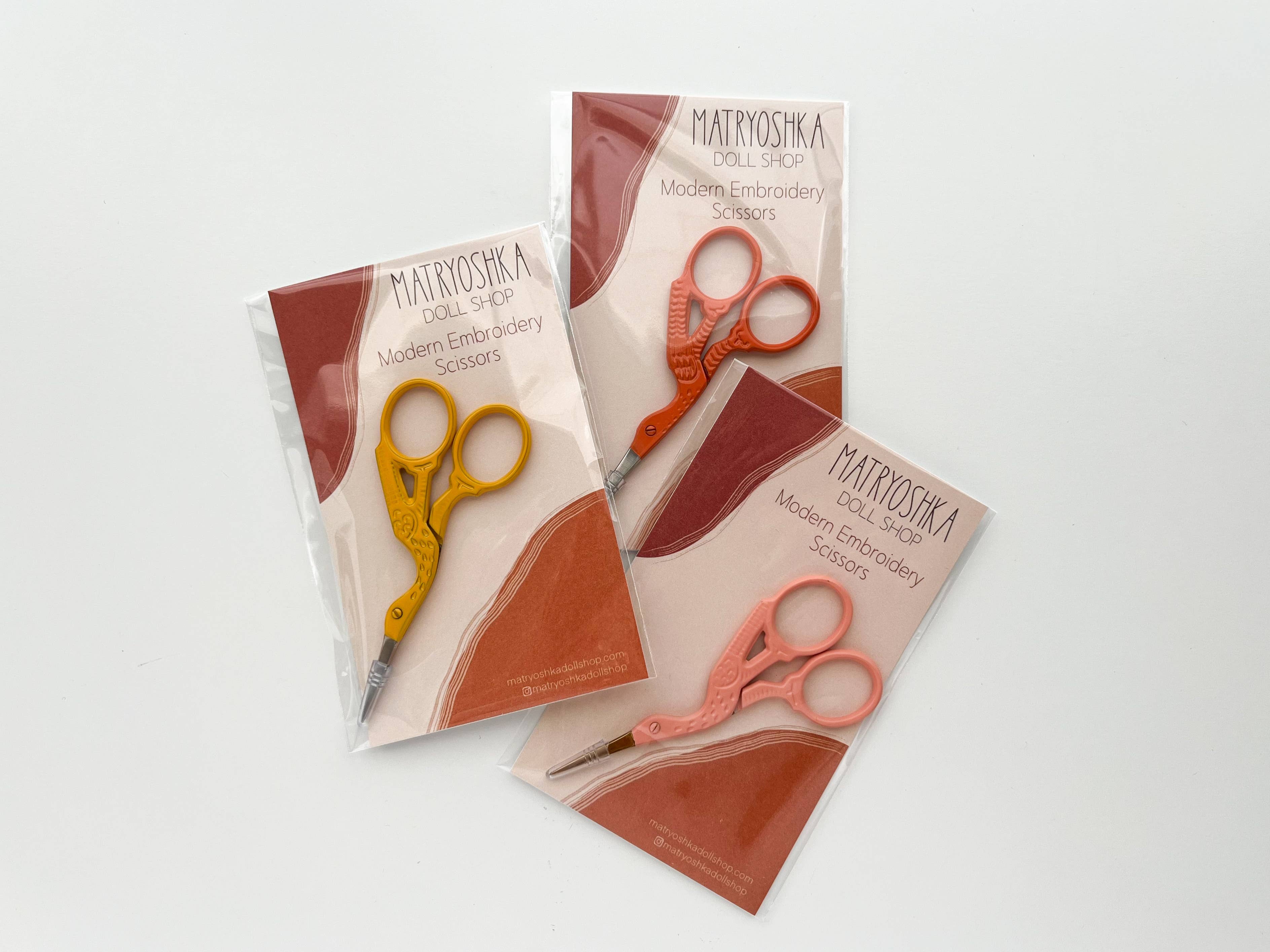 Bird scissors, small sewing scissors, stork scissors: Burnt orange