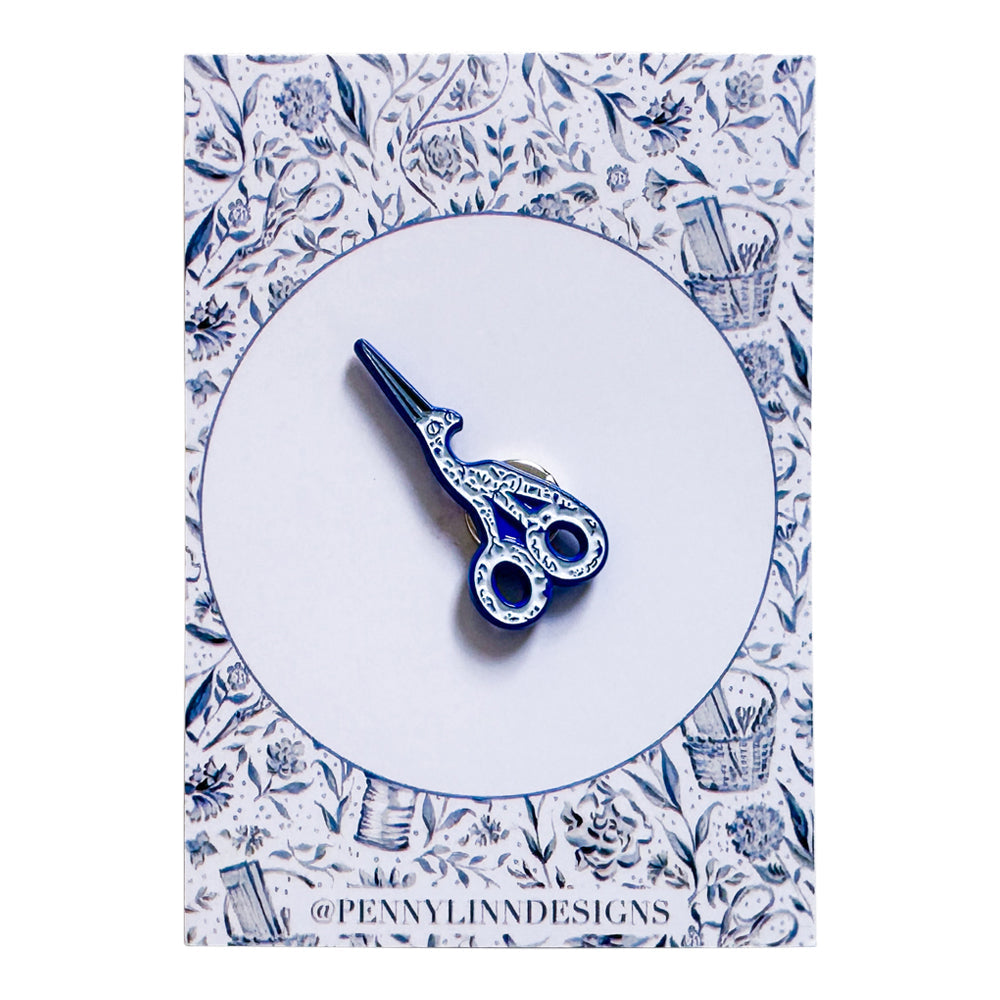 Blue Crane Scissors Needle Minder