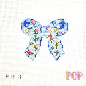 Floral Print Bow - Blue
