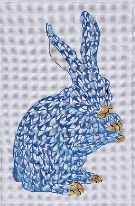 Fishnet Standing Bunny Canvas - Blue