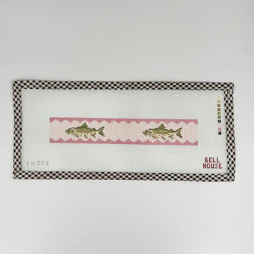 Brown Trout Key Fob - Pink Canvas