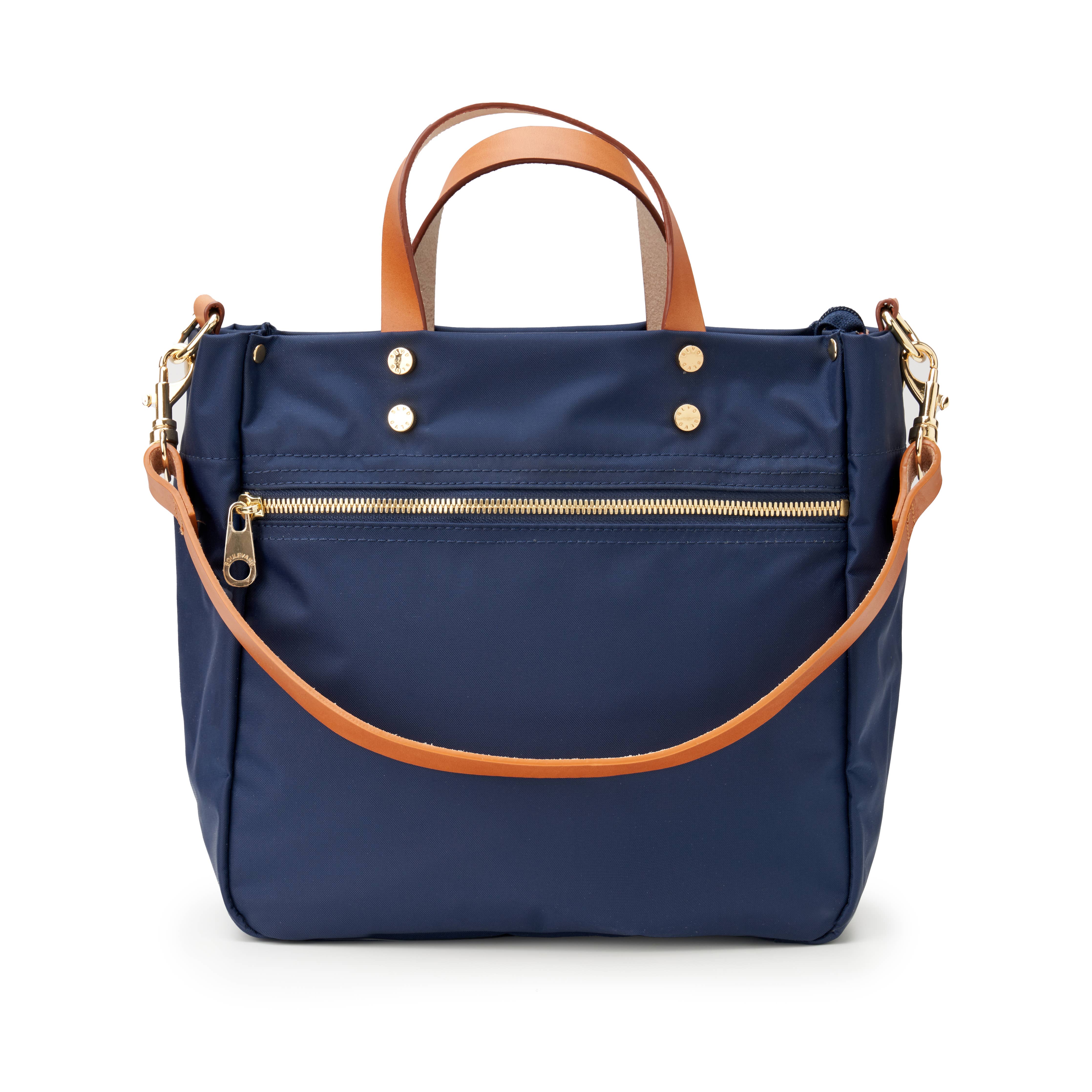 "Joey" Navy Nylon Tote with Leather Accents
