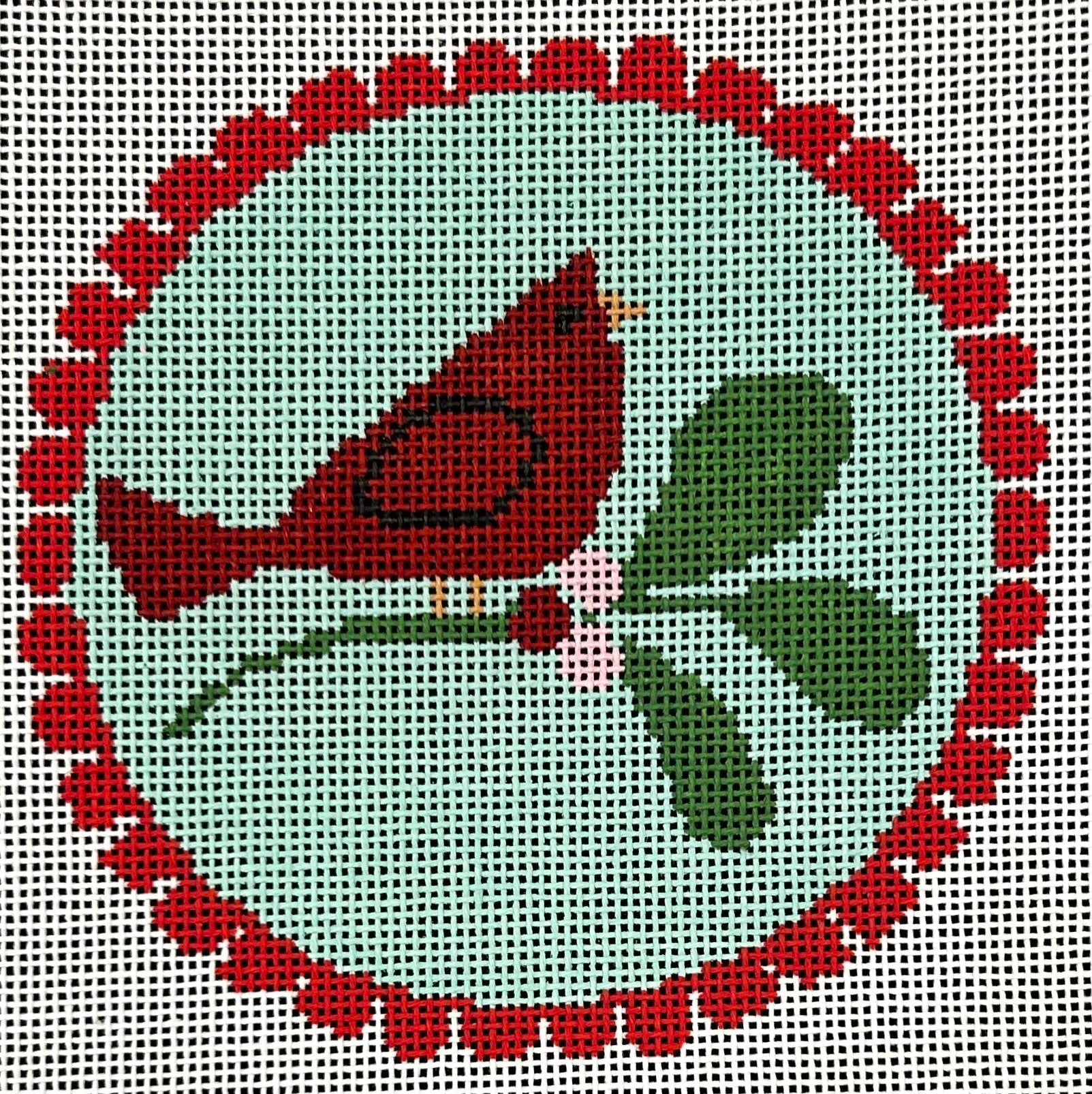 Red Scallop - Cardinal on Teal Canvas