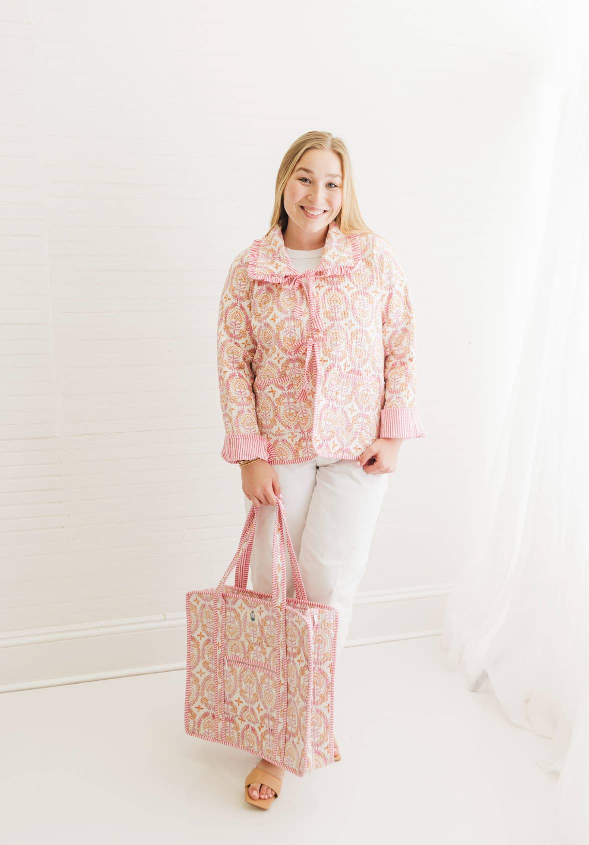 Dahlia | Large Quilted Zipper Tote Bag