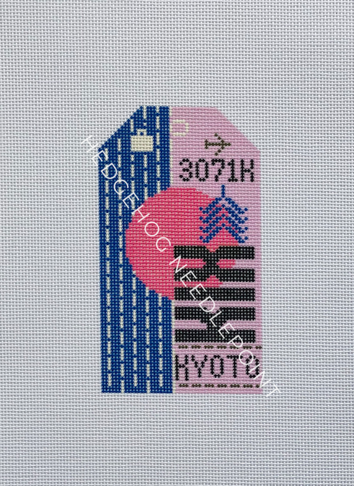 Kyoto Retro Travel Tag Needlepoint Canvas