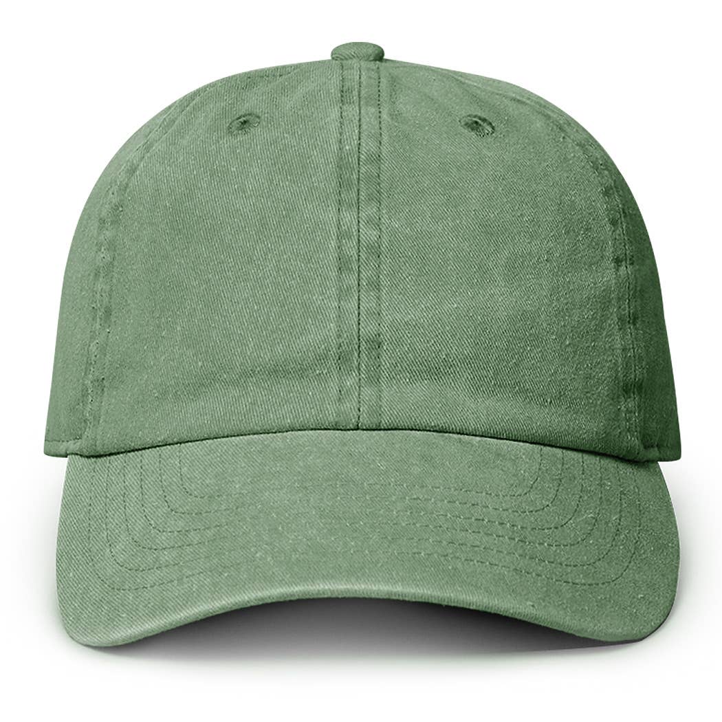 Pigment Dyed Cotton Baseball Dad Cap: GREEN / ONE SIZE