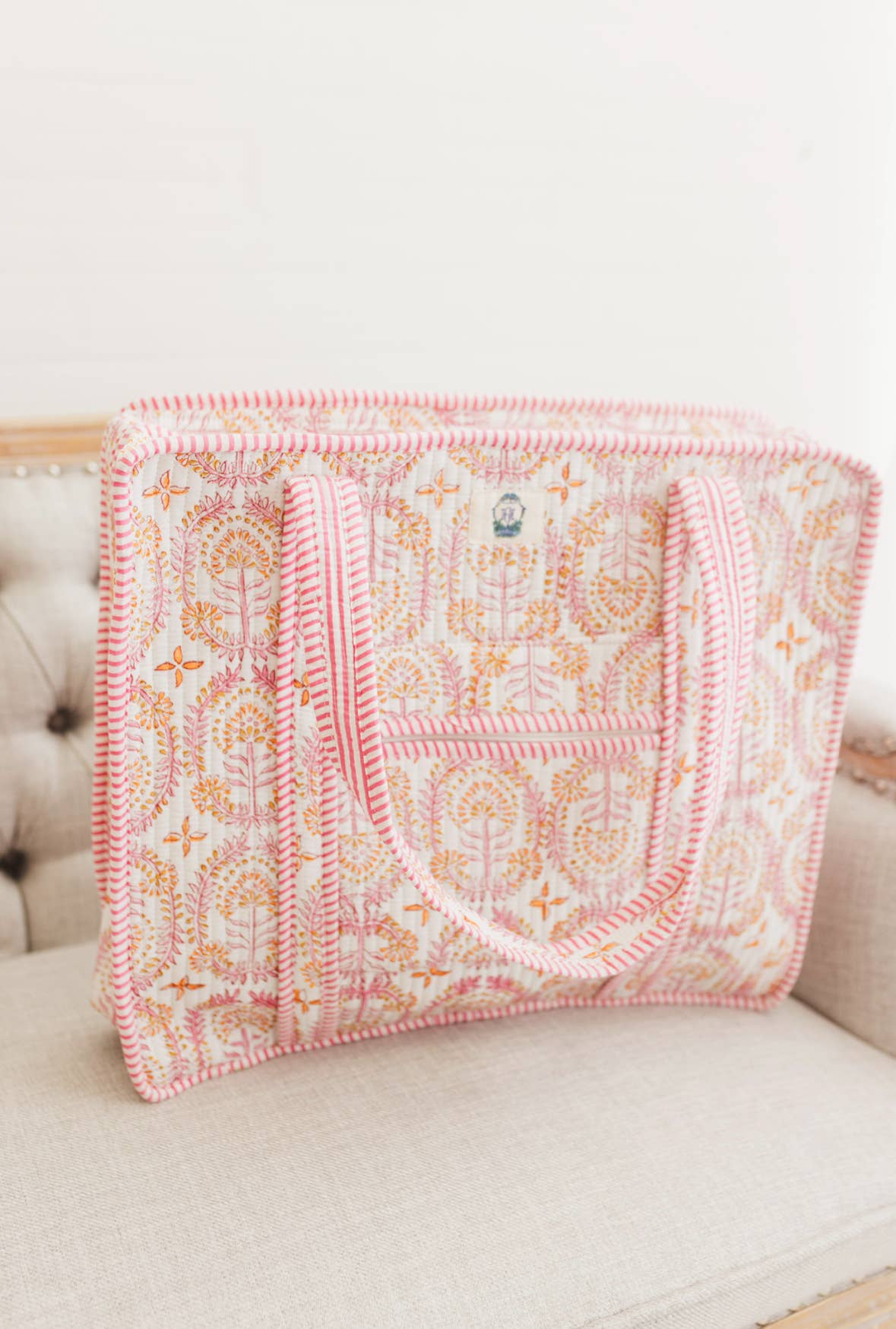 Dahlia | Large Quilted Zipper Tote Bag