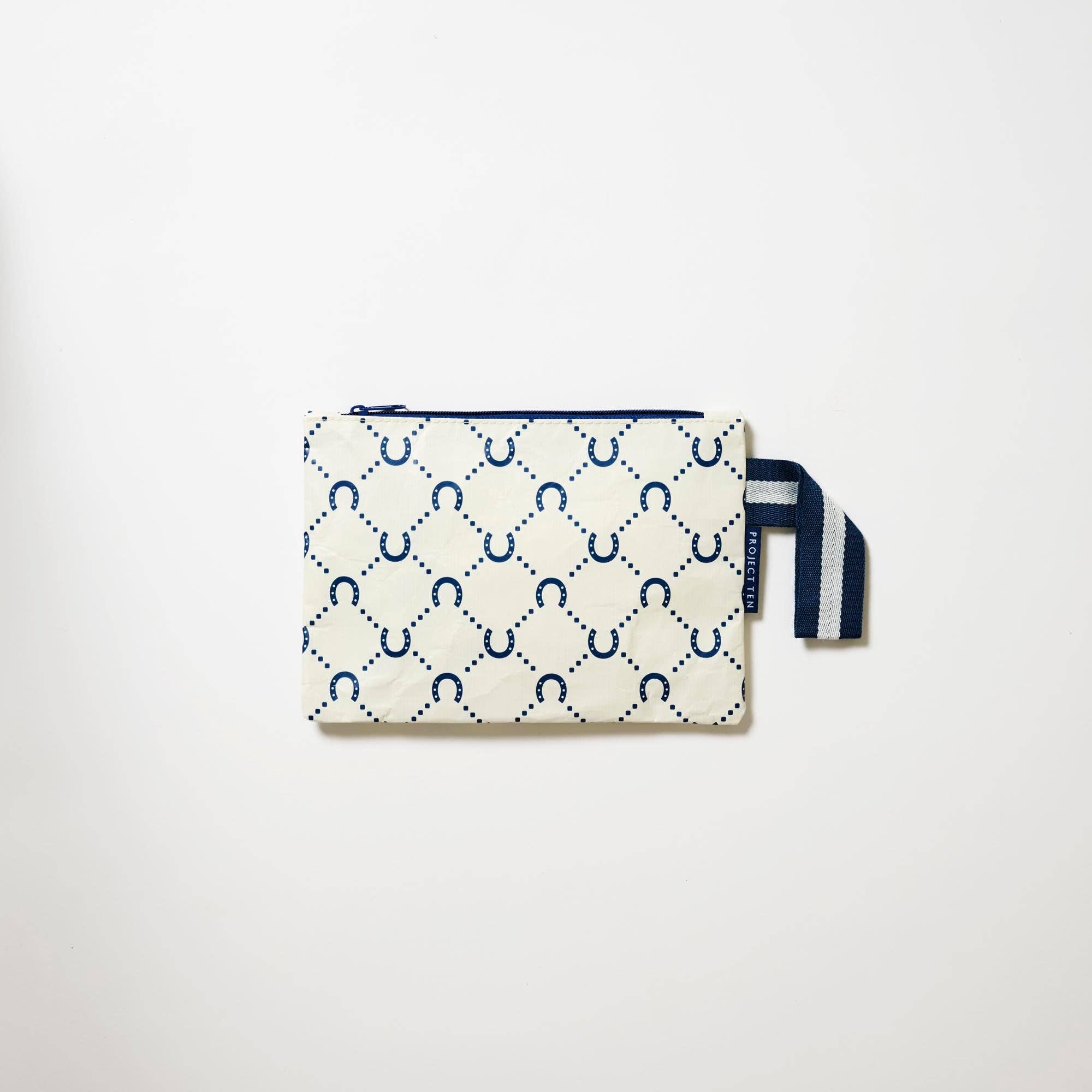 Mini Zip Pouch – Navy Horseshoe