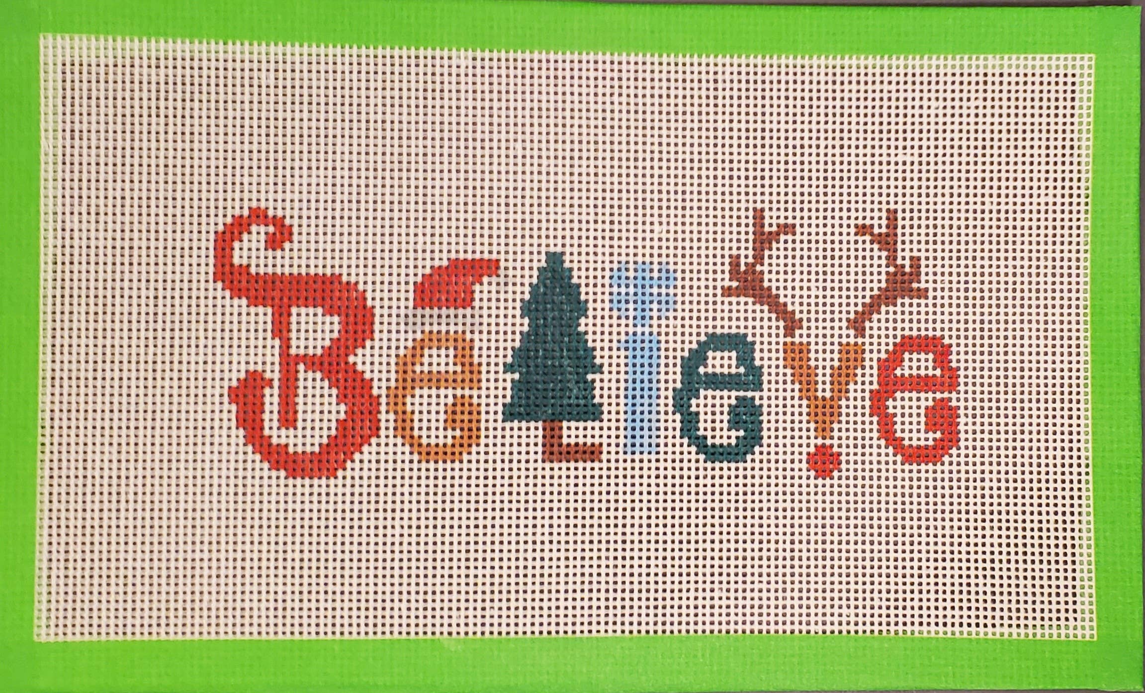 Christmas Believe needlepoint hand painted canvas