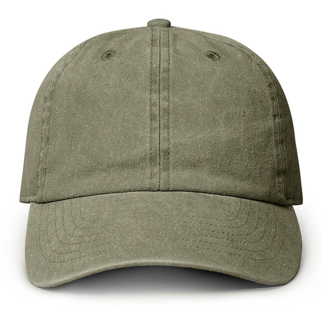 Pigment Dyed Cotton Baseball Dad Cap: GREEN / ONE SIZE