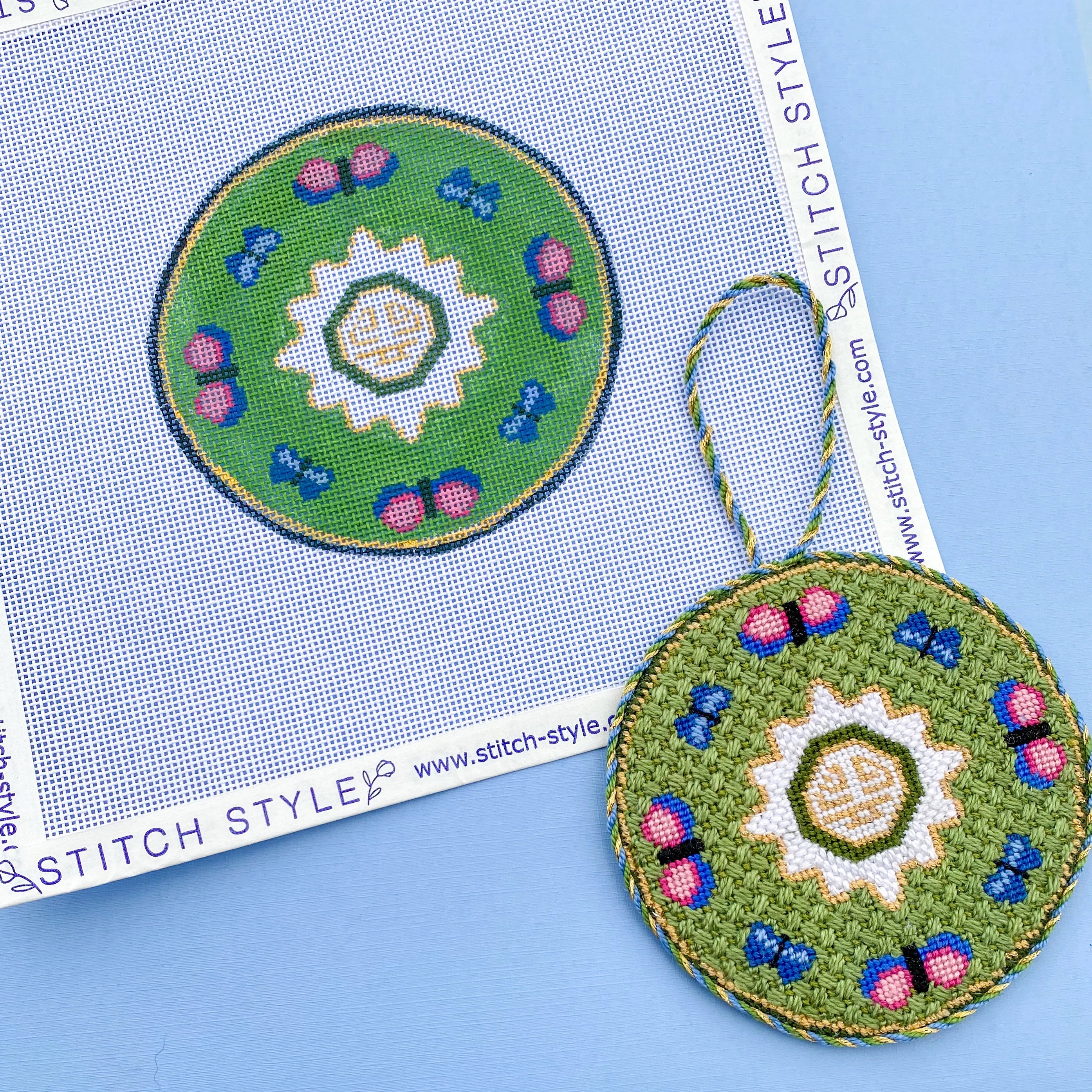 Famille Vert Plate Canvas & Stitch Guide