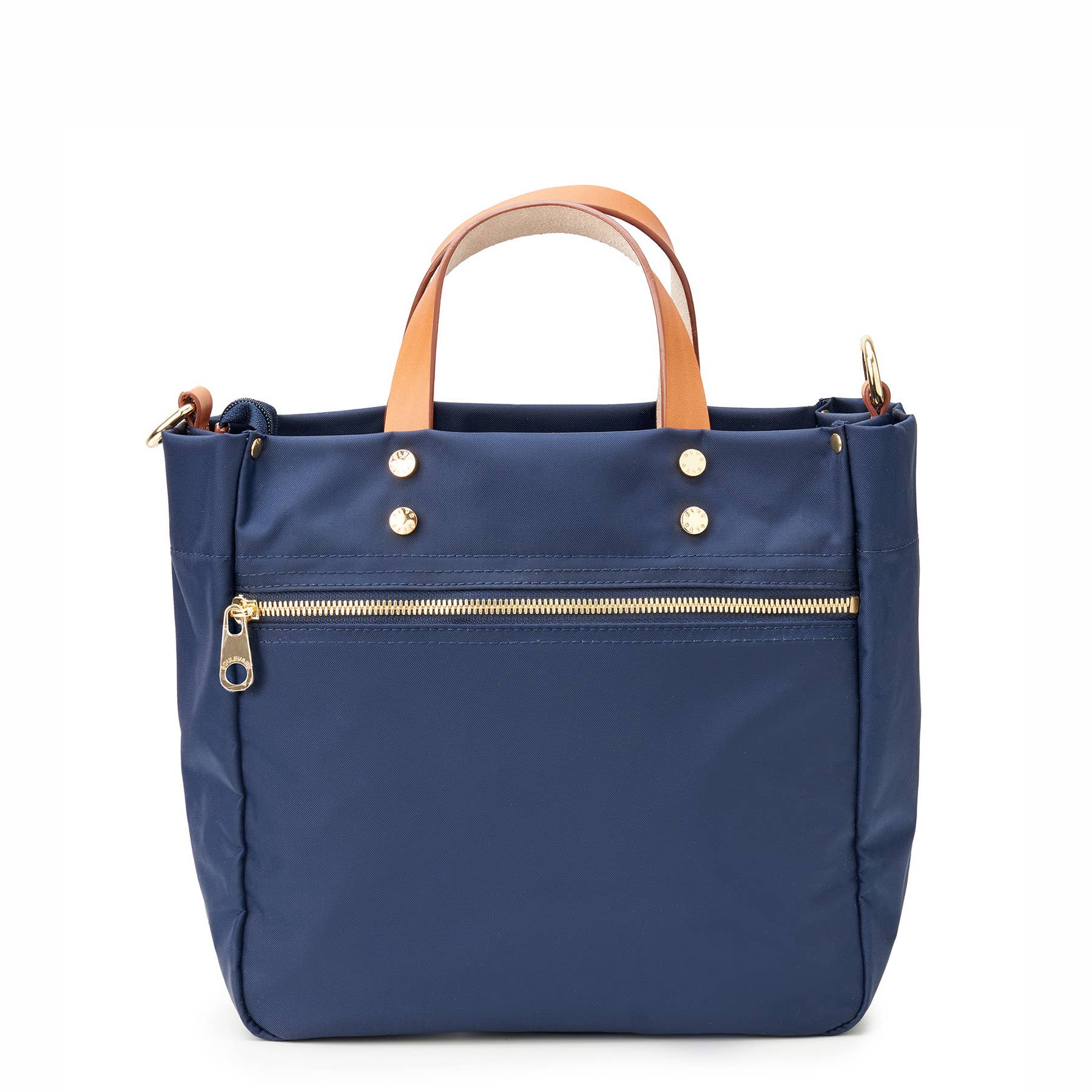 "Joey" Navy Nylon Tote with Leather Accents