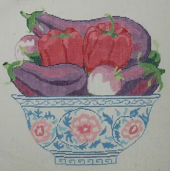 Eggplants Peppers and Turnips in a Bowl Canvas