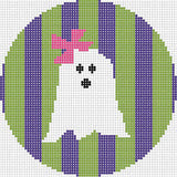 Halloween Round - Ghost with Bow Canvas