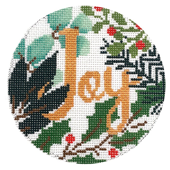 Joy Ornament White/Gold Canvas