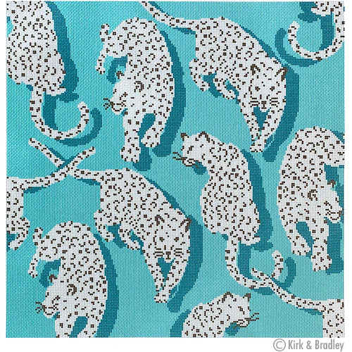 Leopard Pillow - Blue Canvas