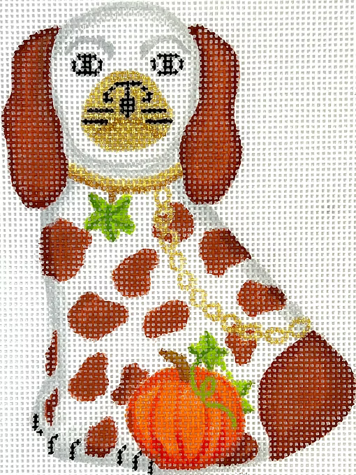Mini Staffordshire Dog with Pumpkin Canvas