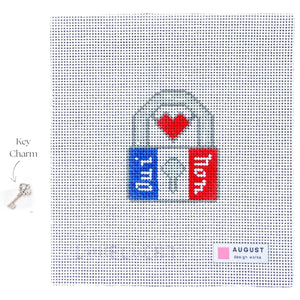 Paris Love Lock Needlepoint Canvas (include Key Charm)