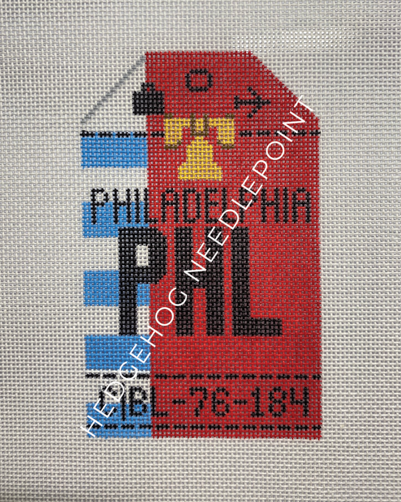 Philadelphia Retro Travel Tag Needlepoint Canvas