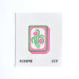 Pink Mahjong Flower Tile Printed Canvas